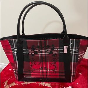 Brand new Victoria secret tote bag . red and black plaid.
